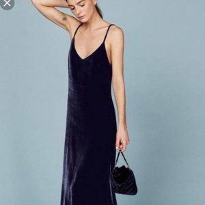 NWT Reformation Alexa Dress Navy Velvet Size S